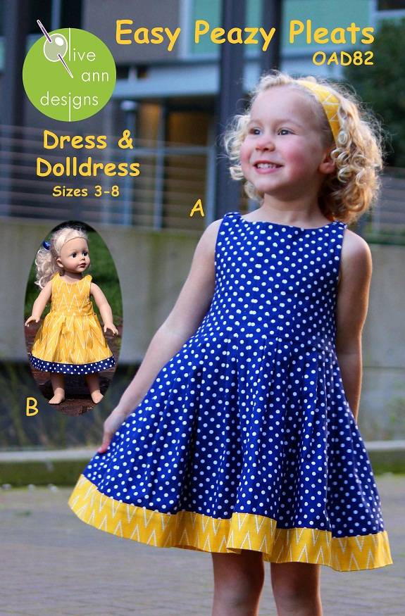 Easy Peazy Pleats Dress and Matching Doll Dress sz 38